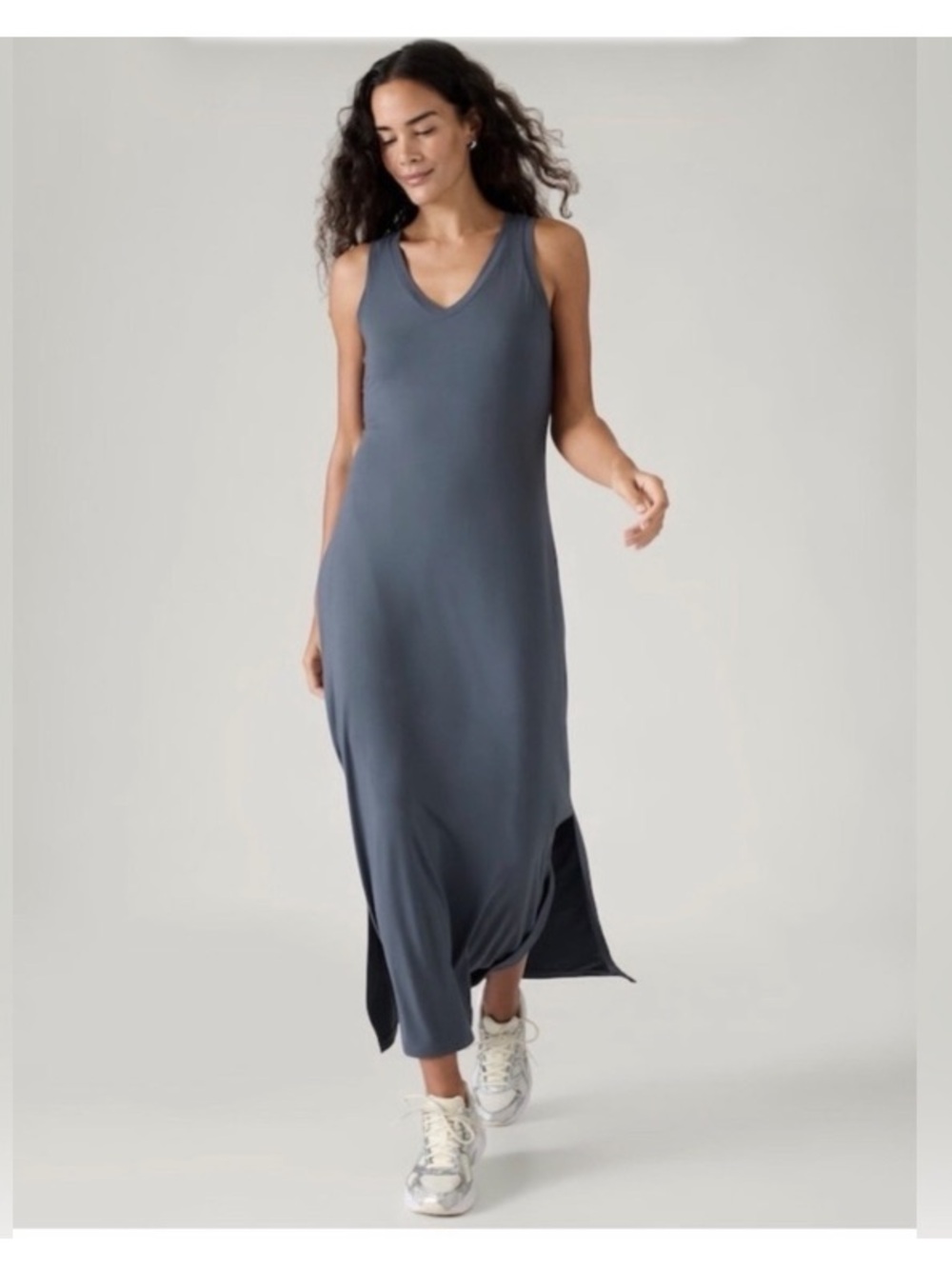 Athleta Grey Travel Summer Vacation Packable Santorini Maxi Dress Large Tall